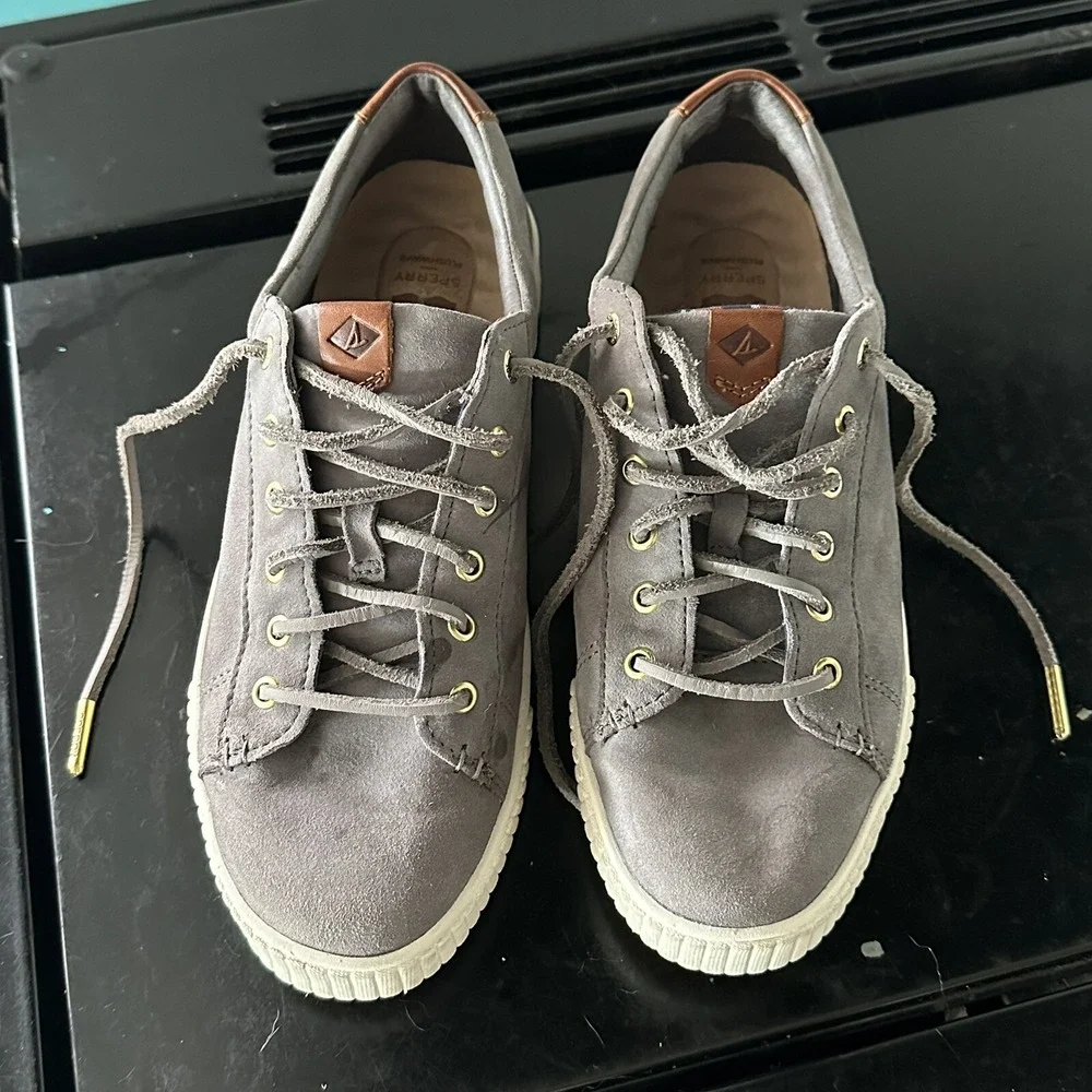 SPERRY‎ Boat Shoes Size 8.5 Women's Gray Suede Vulcanized Nautical Leisurewear